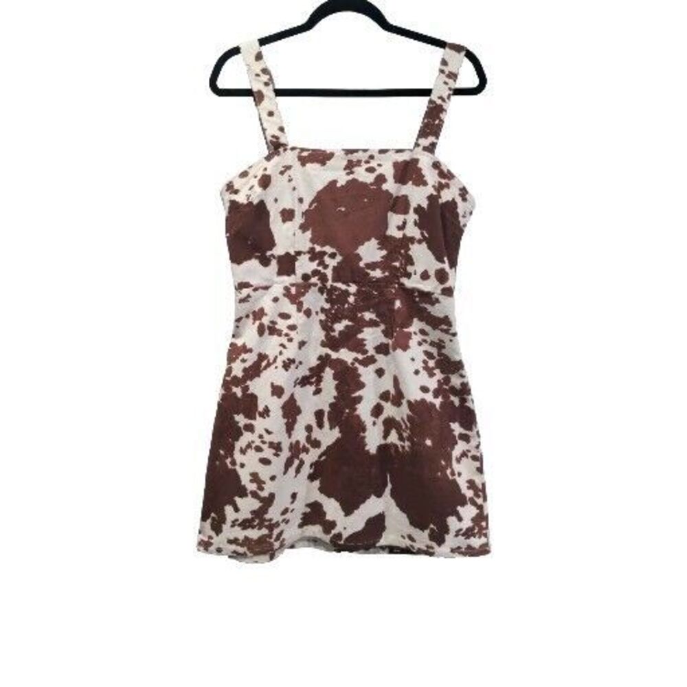Show Me Your Mumu Womens Dorothy Cow Print Mini Dress Size L Brown Festival West
